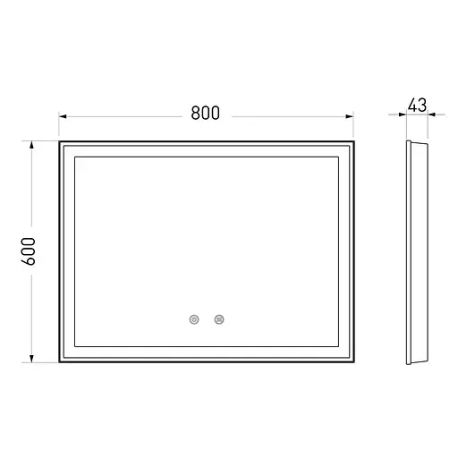 Дзеркало прямокутне 80*60см, з підсвічуванням, диммером, підігрівом дзеркала Volle 16-13-800, Білий матовий - фото 2