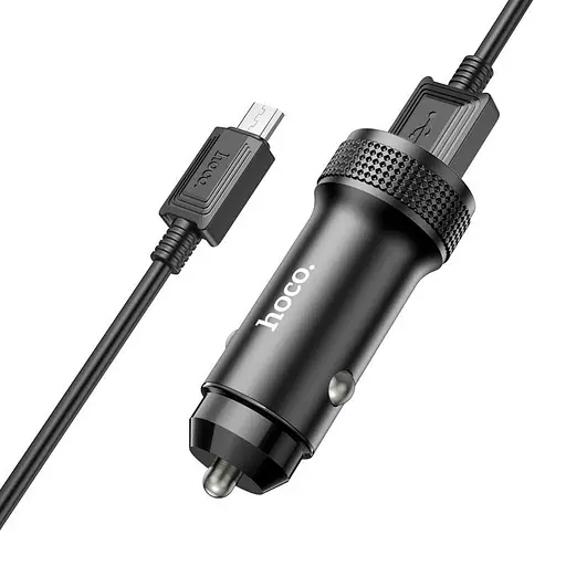 Адаптер автомобильный HOCO Micro USB Cable Level single port car charger Z49A 18W black - фото 4