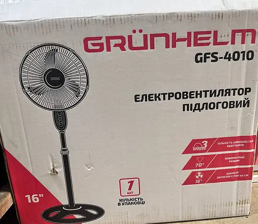 Поворотный напольный вентилятор от сети Grunhelm GFS-4010 Ø40 см 3 режима 45Вт - фото 4