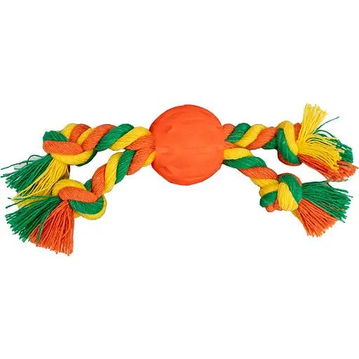 Іграшка для собак Agility м'яч з канатом 4 см помаранчева
