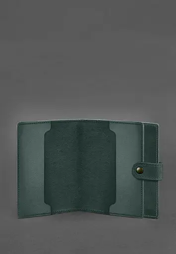 Кожаная обложка-портмоне для удостоверения офицера 11.0 зеленая Crazy Horse - фото 3
