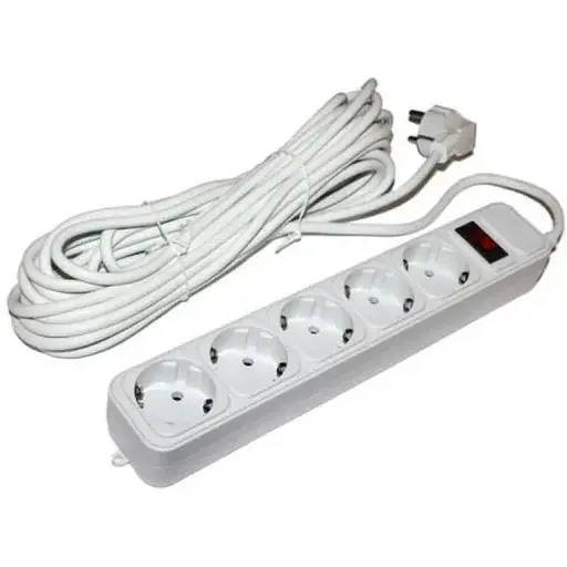 Фильтр сетевой Gembird, 5 розеток, 10 м, Grey, 10А, до 2.2 кВт, выключатель, заземление, 3x0.75 мм² (SPG5-G-10MG) - фото 1