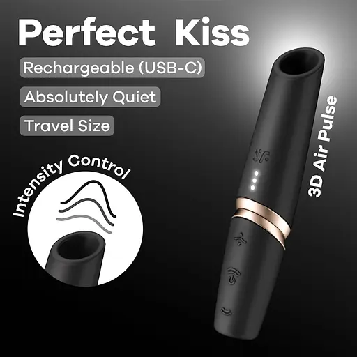 Вакуумний стимулятор клітора Satisfyer Perfect Kiss чорний - фото 6