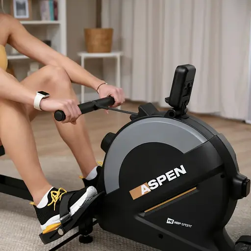 Гребной тренажер Hop-Sport HS-080R Aspen магнитный черно-золотистый - фото 7