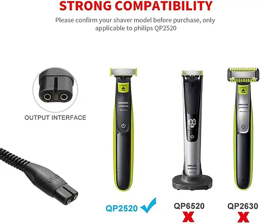 MEROM 4,3 В бритва Замена USB-кабеля для зарядки A00390 Шнур зарядного устройства, совместимый с Philips Norelco One Blade QP2620 - фото 3