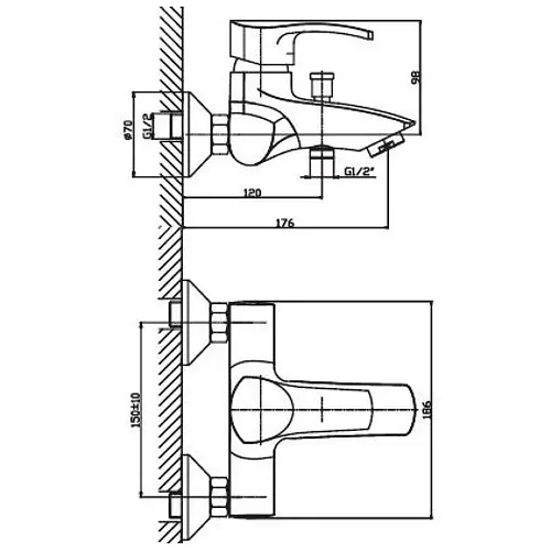 Змішувач для ванни Haiba FOCUS 009 HB0124 - фото 2