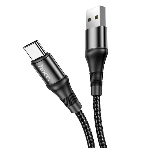 Кабель HOCO X50 USB to Type-C 3A, 1m, nylon, aluminum connectors, Black - фото 1