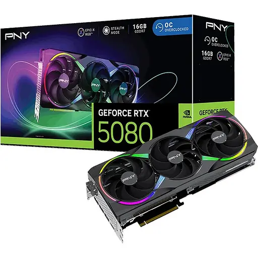 Видеокарта PNY GeForce RTX 5080 AR GB EPIC-X R GB OC 16 GB (VCG508016TFXXPB1-O) EU [125937]