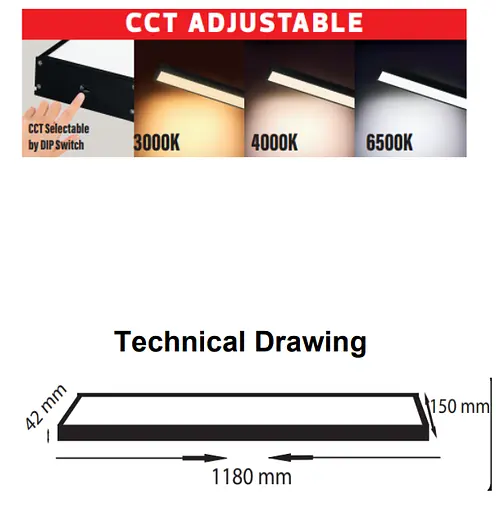 Лінійний світлодіодний світильник Horoz Electric Fortis-60 3CCT 019-068-1060 білий 3000/4200/6400К - фото 2