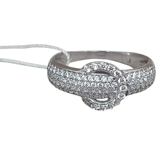 Срібне кільце Агні Леферб з фіанітами. 1622/1Р-CZ 17