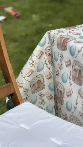 Водовідштовхувальна Скатертина Великодня пасочка (блакитна) 340х140 см (+ 7 серветки 30х40) - фото 8