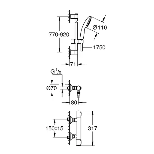 Змішувач термостатичний для душу Grohe QuickFix Precision Flow 34805001, Хром - фото 2