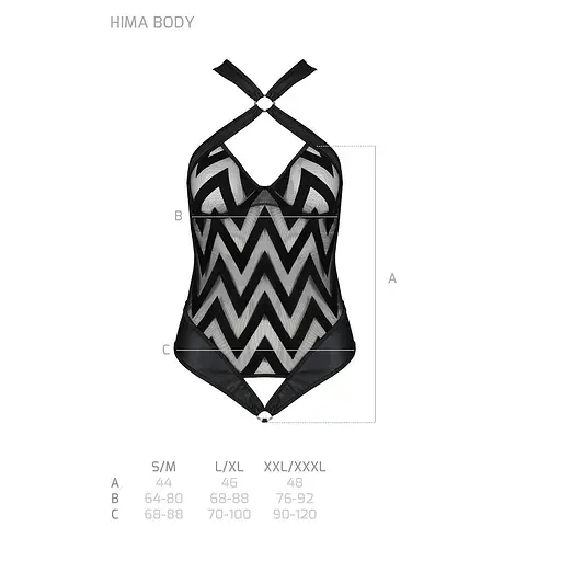 Сетчатый боди с халтером и ритмичным рисунком Hima Body black - Passion L/XL - фото 5