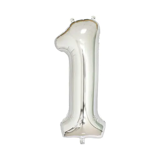 Шар воздушный фольгированный (102 см) Цифра 1 серебро