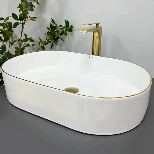 Умивальник VBI Verona 60 gold edge накладний VBI-011308, Золотий - фото 1