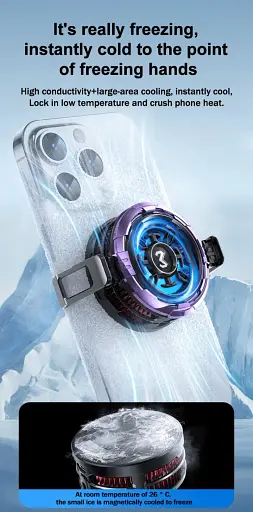 Кулер активне охолодження для телефону / планшета Memo CX08 AI c магнітним і механічним кріпленням Purple (18515) - фото 4