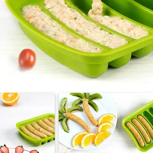 Форма для запікання випічки силіконова домашніх хот-догів, сосисок, ковбасок, кебаба кебабниця, Kitchen Master Салатовий 85467 - фото 7