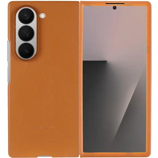 Шкіряний чохол Leather Case (AAA) для Samsung Galaxy Z Fold6 Tan - фото 2
