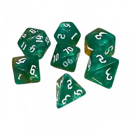 Набор кубиков Double Color Glitter 7 Dice Set - Aqua-Gold , 7 шт. (g7dglitdc04) - фото 1