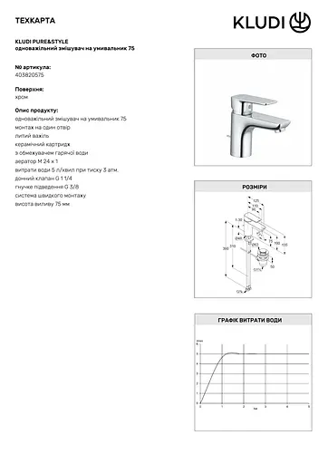 Смеситель для умывальника Kludi Pure&Style 403820575 - фото 2