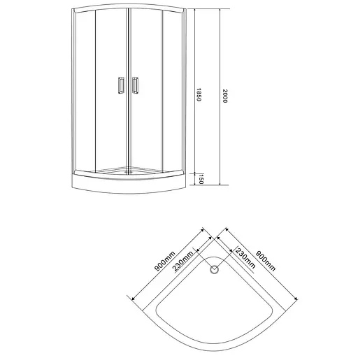 Душевая кабина угловая Eger Tisza 90x90 раздвижная стекло Spagetti мелкий поддон black 599-021-BS, интимато, черный - фото 8
