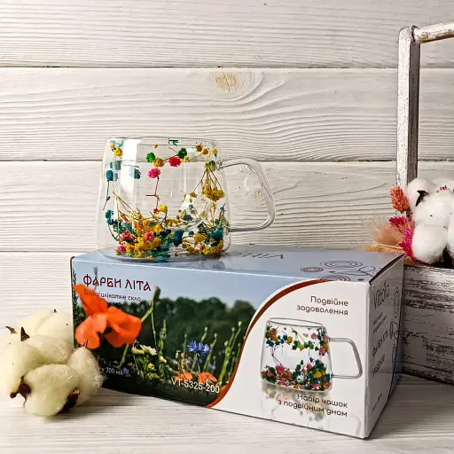 Набор чашек Vittora Краски лета с двойным дном 2 шт. 200 мл (147373) - фото 2