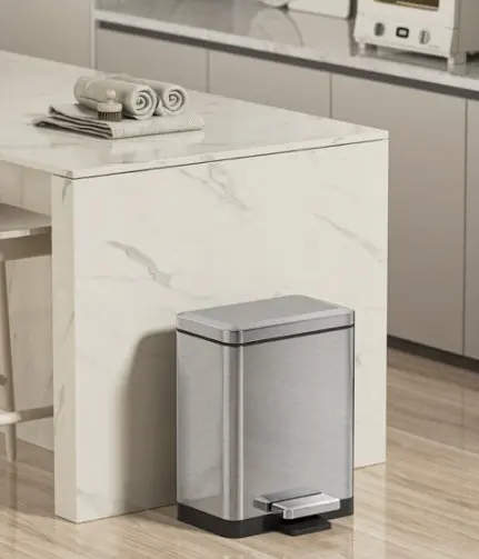 Відро для сміття Koer TC-010315-02 з плавним закриттям прямокутне 15 л нержавійка (KR5603)  - фото 3