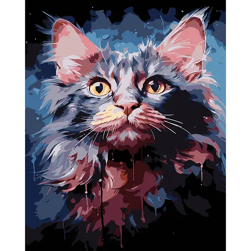 Набор для росписи по номерам Strateg Акварельный кот на чёрном фоне 40 х 50 см (AH1199-17) - фото 1