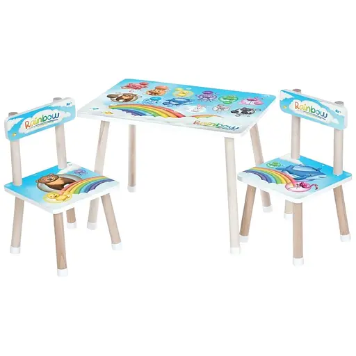 Детский столик Bambi M 501-2 деревянный с двумя стульчиками животные