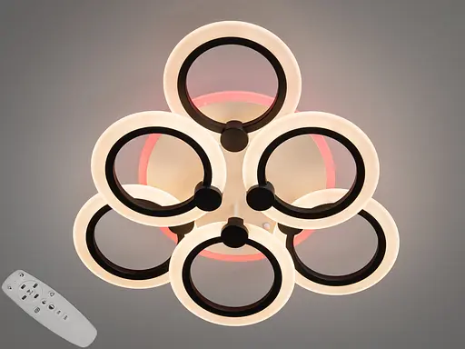 Сучасна стельова LED люстра з пультом і підсвічуванням, 72Вт, чорна - фото 1