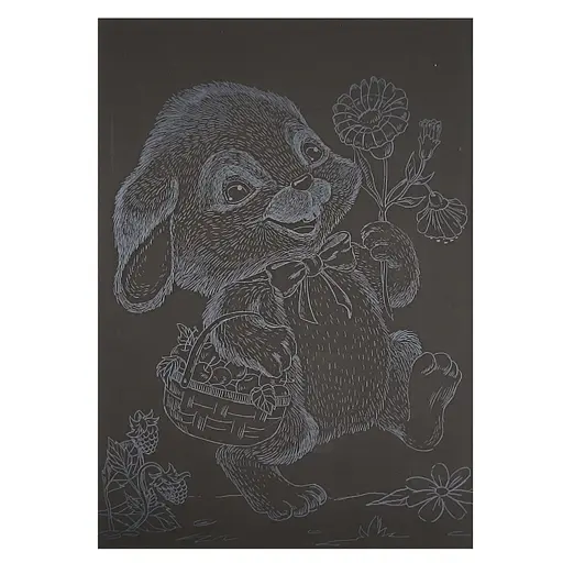 Гравюра А5 "Зайчик на прогулянці" Danko Toys ГрА5с-23 економ-варіант у пакеті 21 х 14,8 см - фото 1