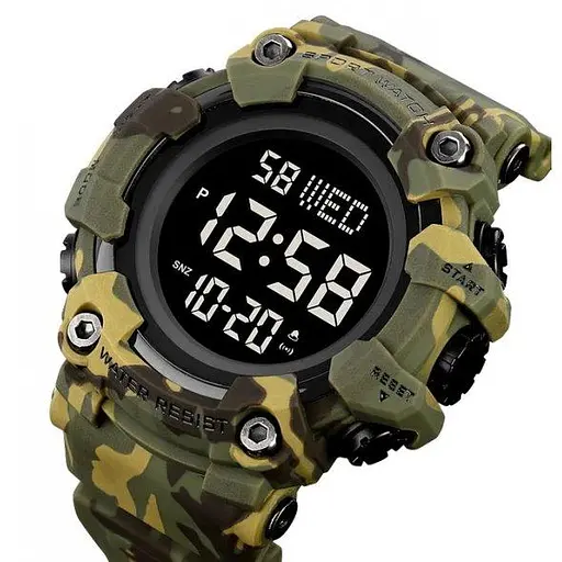 Тактические водостойкие кварцевые часы Skmei Kamo Green - фото 2