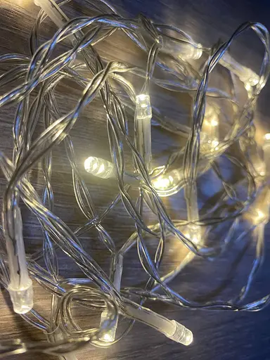 Светодиодная гирлянда Leds нить Капля росы силикон 2м 20 led батарейки АА - фото 2