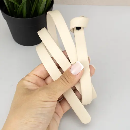 Ремень-узел кожаный молочный женский HC-1502 (115-120 см) - фото 4