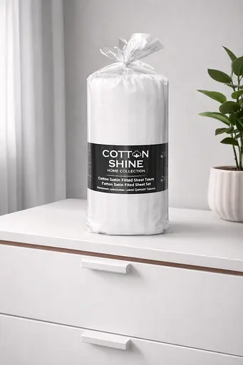 Простирадло на резинці 180х220 см з двома наволочками 50х70 см страйп сатин білий TC303376227 - фото 1