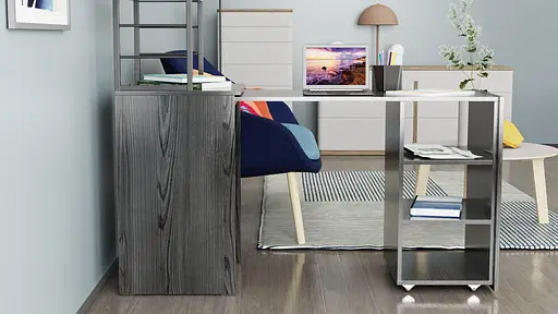 Стол-тумба трансформер Смарт 4/1 с этажеркой Ferrum-decor 1430x1450x500 Черный металл ДСП Сосна Кембра 16 мм (FRD-105125) - фото 9