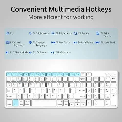 Бездротова клавіатура, Bluetooth клавіатура з перезаряджається, Bluetooth 5.0 + 2.4G дворежимна клавіатура з цифровою панеллю - фото 3