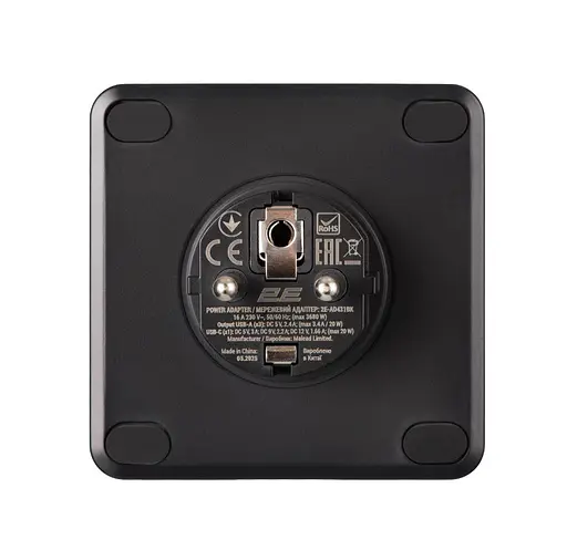 Мережевий фільтр-адаптер-трійник 2E AD431-BK 3xТипF, 16 A, 2xUSB-A, 1x USB-C - фото 3