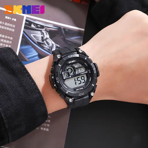 Мужские спортивные наручные часы Skmei 1756 водонепроницаемые 10 АТМ (Черные) - фото 7