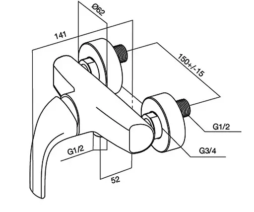 Змішувач для душу AM.PM Sense L F7420000 Хром - фото 2