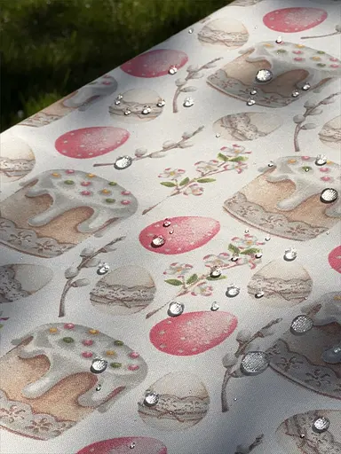 Водоотталкивающая Скатерть пасхальная Кулич 110х110 см (+ 4 салфетки 30х40) Розовый - фото 10