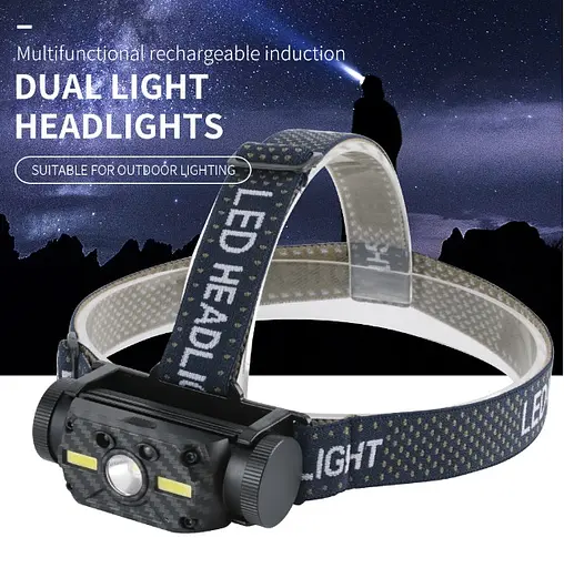 Налобний ліхтар Boruit B34 сенсор 21700/18650 ІК руху USB XM-L2+2*COB 4000лм - фото 2