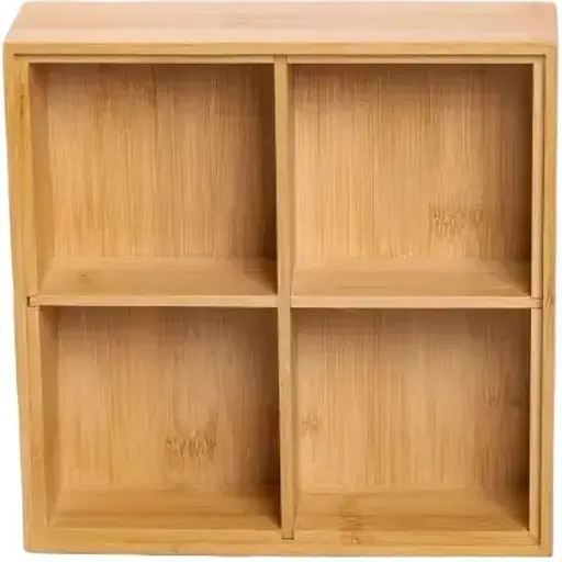 Менажниця бамбукова Yiwu HB-40-2 квадратна з кришкою 22x22x6.5см Бежевий - фото 1