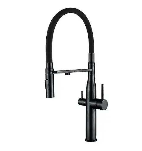 Змішувач для кухні Mixxus на дві води з гнучким виливом VTM-021 Black Refl.Black (MI6089) - фото 1