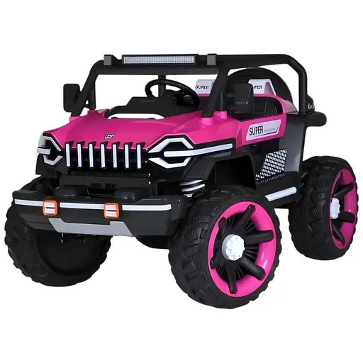 Електромобіль дитячий Bambi Джип Racer M 5824EBLR-8 одномісний 24V 4 мотори з пультом EVA-колеса шкіряне сидіння рожевий