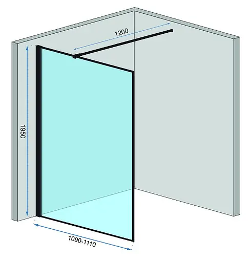 Душевая стенка Rea Bler 110 black с полкой Evo REA-K7630+HOM-00652, прозрачный, черный матовый - фото 5