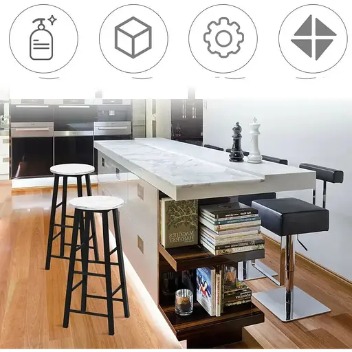 Комплект стульев Costway Eugad с подставкой для ног белый - фото 8