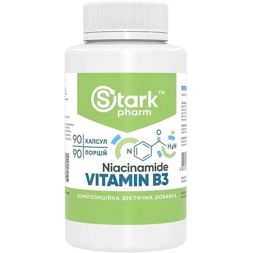 Нікотинамід Stark Pharm Niacinamide Vitamin B3 500 mg 90 caps (1086-2023-10-4250)