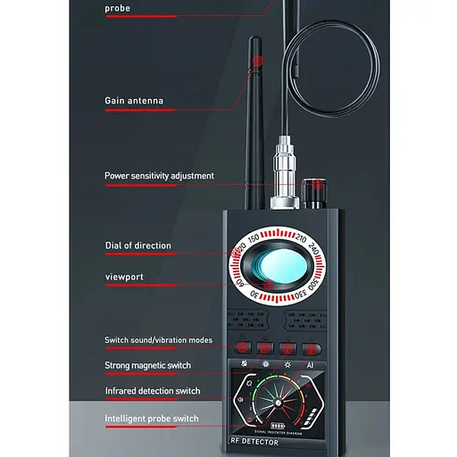 Детектор жучков, индикатор прослушки, устройство для обнаружения скрытых камер Protect K68S (101233) - фото 8
