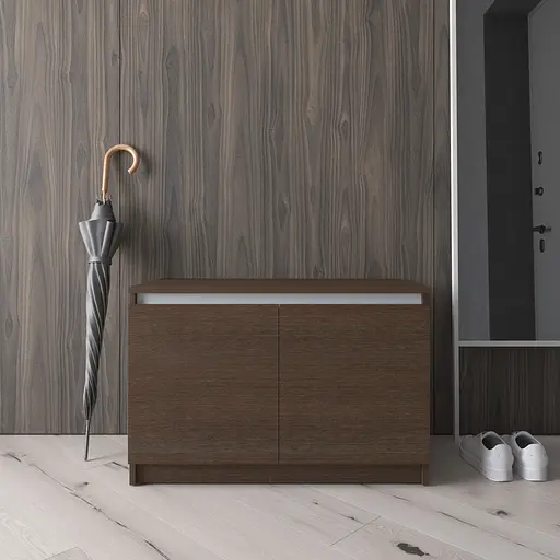 Тумба для взуття Vays R-20 Венге Темний-Білі планки, без ручок, ЛДСП, 80×40×53 см - для передпокою, коридору